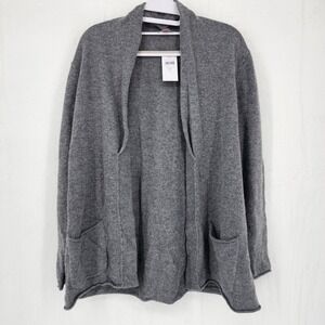 J Jill Petite Merino Cashmere Blend Cardigan MP Gray Open Front Pockets